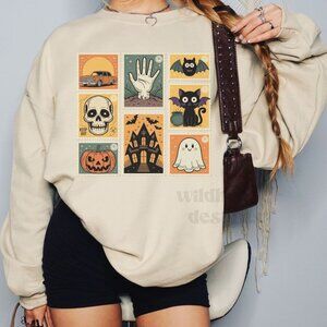 Retro Halloween Graphic Sweatshirt - Sand